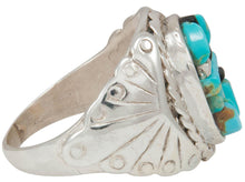 Load image into Gallery viewer, Navajo Native American Turquoise and Jet Inlay Ring Size 11 by Dawes SKU230877
