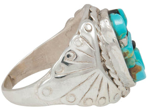 Navajo Native American Turquoise and Jet Inlay Ring Size 11 by Dawes SKU230877
