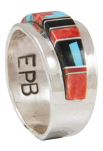 Load image into Gallery viewer, Navajo Native American Turquoise Inlay Ring Size 10 by Becenti SKU230882