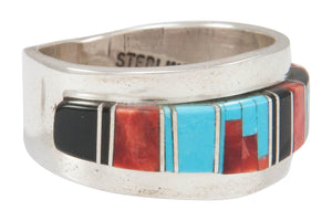 Navajo Native American Turquoise Inlay Ring Size 10 by Becenti SKU230882