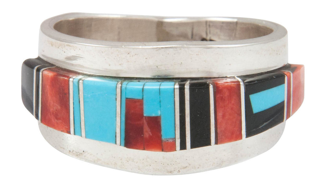 Navajo Native American Turquoise Inlay Ring Size 10 by Becenti SKU230882
