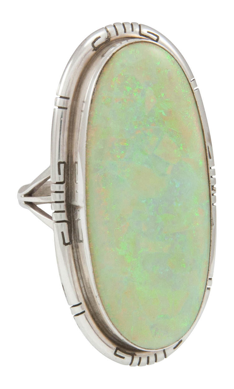 Navajo Native American Created Silver Opal Ring Size 9 by Skeets SKU230928