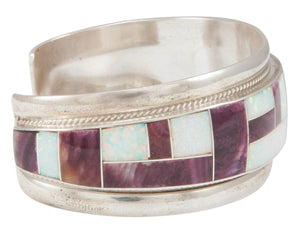 Zuni Native American Purple Shell and Lab Opal Inlay Bracelet SKU230954