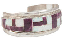 Load image into Gallery viewer, Zuni Native American Purple Shell and Lab Opal Inlay Bracelet SKU230954