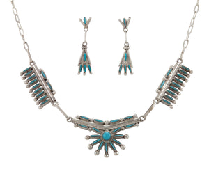 Zuni Native American Sleeping Beauty Turquoise Necklace and Earrings SKU230988