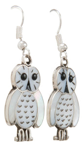 Zuni Native American Mother of Pearl Owl Earrings by Kallestewa SKU231018