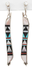 Load image into Gallery viewer, Zuni Native American Turquoise and Coral Inlay Earrings by Othole SKU231028