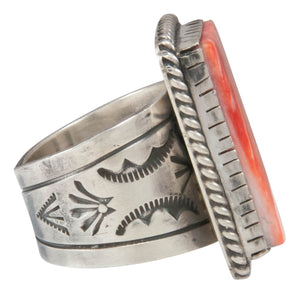 Navajo Native American Orange Spiny Shell Ring Size 10 by Yazzie SKU231045