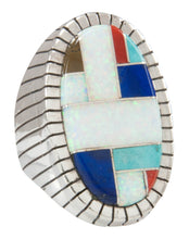Load image into Gallery viewer, Navajo Native American Turquoise Lab Opal Inlay Ring Size 9 3/4 SKU231057
