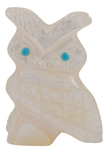 Zuni Native American Mother of Pearl Owl Fetish by Danette Laate SKU231106