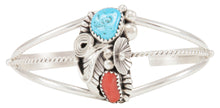 Load image into Gallery viewer, Navajo Native American Kingman Turquoise and Coral Bracelet SKU231111
