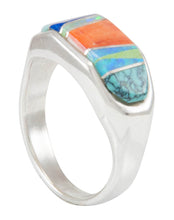 Load image into Gallery viewer, Navajo Native American Turquoise Inlay Ring Size 7 1/2 by B Joe SKU231162