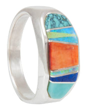 Load image into Gallery viewer, Navajo Native American Turquoise Inlay Ring Size 7 1/2 by B Joe SKU231162