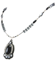 Load image into Gallery viewer, Navajo Native American Onyx, Crystal and Seed Bead Necklace by Begay SKU231166