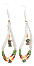 Load image into Gallery viewer, Navajo Native American Seed Bead Earrings with Kingman Turquoise and Dentalium Shell by Charlotte Begay SKU231169