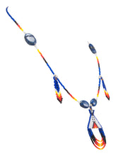 Load image into Gallery viewer, Navajo Native American Seed Bead and Lapis Teepee Necklace by Charlotte Begay SKU231172