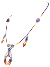 Load image into Gallery viewer, Navajo Native American Seed Bead and Amethyst Teepee Necklace by Charlotte Begay SKU231173