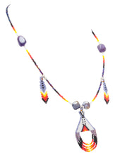 Load image into Gallery viewer, Navajo Native American Seed Bead and Amethyst Teepee Necklace by Charlotte Begay SKU231173