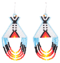 Load image into Gallery viewer, Navajo Native American Seed Bead Teepee Earrings by Charlotte Begay SKU231175