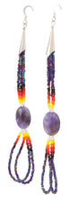 Load image into Gallery viewer, Navajo Native American Seed Bead and Amethyst Earrings by Charlotte Begay SKU231189