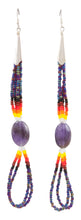 Load image into Gallery viewer, Navajo Native American Seed Bead and Amethyst Earrings by Charlotte Begay SKU231189