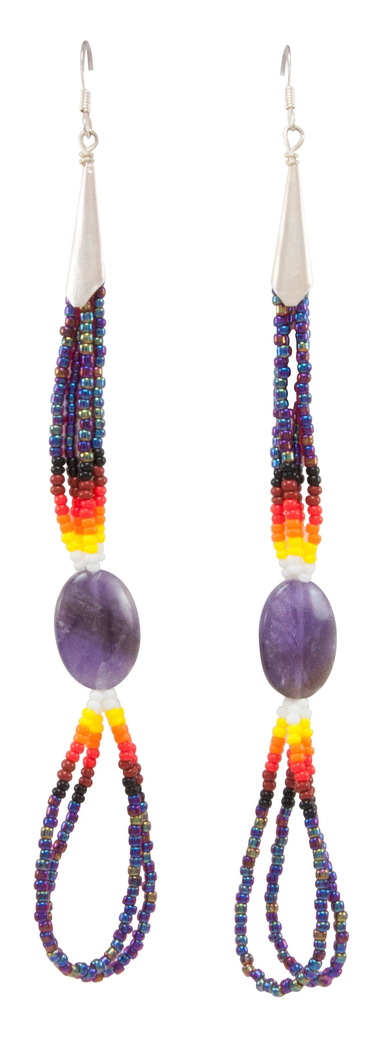 Navajo Native American Seed Bead and Amethyst Earrings by Charlotte Begay SKU231189