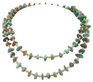 Santo Domingo Kewa Pueblo Royston Turquoise and Pen Shell Heishi Nugget Necklace by Betty Rodriquez SKU231207