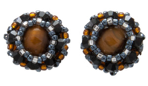 Navajo Native American Tiger Eye and Seed Bead Earrings by Charlotte Begay SKU231217