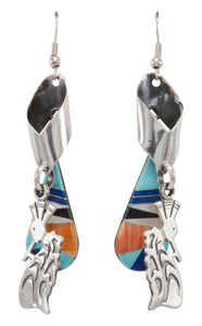 Navajo Native American Turquoise Inlay Kokopelli Earrings by Steve Bahe Jr SKU231218
