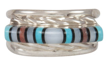 Load image into Gallery viewer, Zuni Native American Turquoise, Jet and Shell Inlay Ring Size 6 1/4 SKU231222