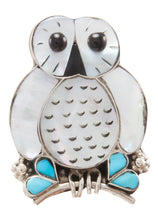 Load image into Gallery viewer, Zuni Native American Turquoise and Shell Owl Pin and Pendant by Kallestewa SKU231269