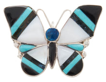 Load image into Gallery viewer, Zuni Native American Turquoise Inlay Butterfly Pin and Pendant by Angus Ahiyite SKU231280