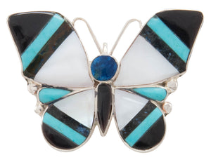 Zuni Native American Turquoise Inlay Butterfly Pin and Pendant by Angus Ahiyite SKU231280