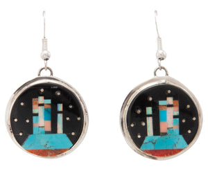 Navajo Native American Turquoise Inlay Butte Earrings by Gilbert Smith SKU231325