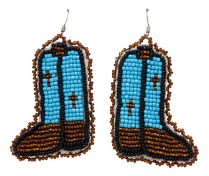 Navajo Native American Seed Bead Boot Earrings by Lena Jean SKU231355