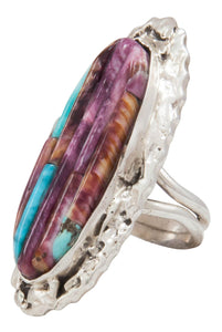 Navajo Native American Spiny Oyster and Turquoise Ring Size 5 3/4 by Clinton Pete SKU231361