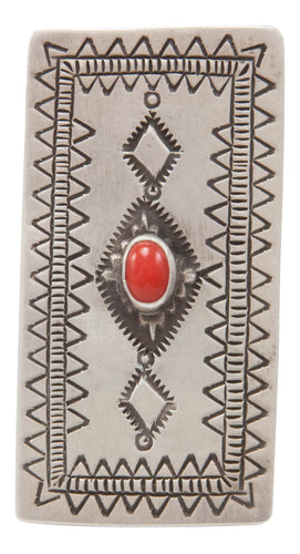 Navajo Native American Coral Ring Size 7 1/4 by Larry Castillo SKU231368