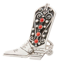 Load image into Gallery viewer, Navajo Native American Coral Boot Ring Size 8 1/2 by Charley SKU231370