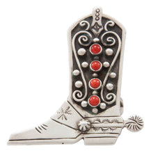 Load image into Gallery viewer, Navajo Native American Coral Boot Ring Size 8 1/2 by Charley SKU231370