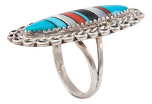 Load image into Gallery viewer, Navajo Native American Turquoise Inlay Dead Pawn Ring Size 7 SKU231372