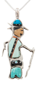 Navajo Native American Turquoise Inlay Pendant Necklace by Robert Chee SKU231381