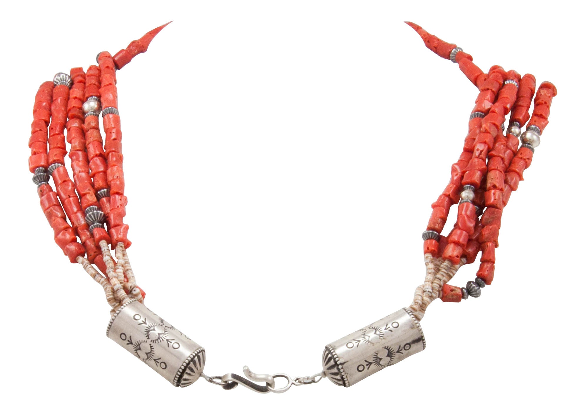 Navajo Native American Red Coral Necklace by Burbank and Livingston SK –  Turquoise Canyon