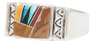 Navajo Native American Created Opal and Jet Inlay Ring Size 12 1/2 by Calvin Begay SKU231398