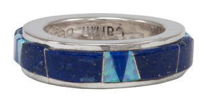 Navajo Native American Lapis and Created Opal Ring Size 5 1/4 by Calvin Begay SKU231403