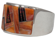 Load image into Gallery viewer, Navajo Native American Orange Shell and Created Opal Ring Size 12 1/4 by Calvin Begay SKU231405