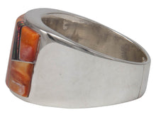 Load image into Gallery viewer, Navajo Native American Orange Shell and Created Opal Ring Size 12 by Calvin Begay SKU231406