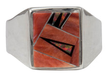 Load image into Gallery viewer, Navajo Native American Orange Shell and Created Opal Ring Size 12 1/4 by Calvin Begay SKU231407