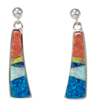 Load image into Gallery viewer, Navajo Native American Created Opal Inlay Earrings by Calvin Begay SKU231443