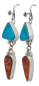 Navajo Native American Kingman Turquoise and Spiny Oyster Shell Earrings by Martha Willeto SKU231573