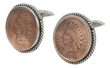 Load image into Gallery viewer, Navajo Native American Indian Head Penny Cuff Links by Willeto SKU231613